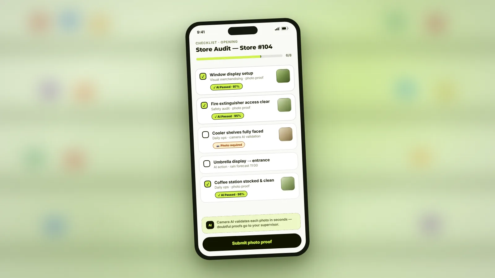 Smart checklist with photo verification